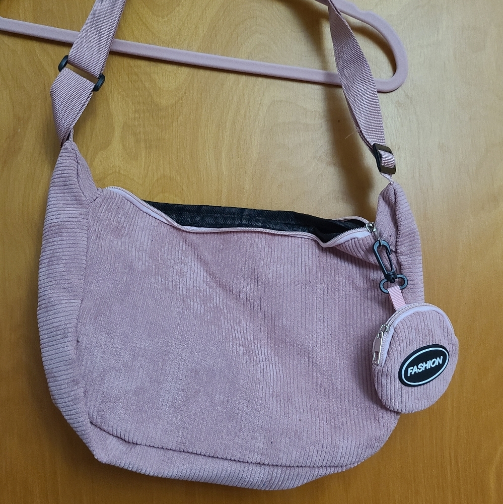 NWOT Pink Corduroy Shoulder/Crossbody Bag